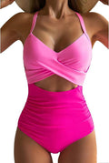 Damen Hochgeschnittener Cut-Out Badeanzug mit Kreuzträgern und figurformendem Design R&B