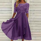 Damen Abendkleid mit elegantem Stickdesign und fließendem Rock R&B
