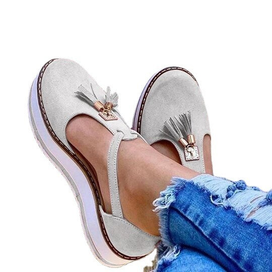 Damen Halbschuhe mit modischen Quasten und rutschfester Sohle R&B