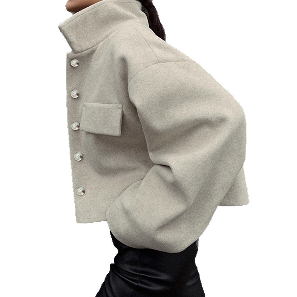 Damen Oversized Wolljacke mit Knopfleiste und praktischen Taschen R&B