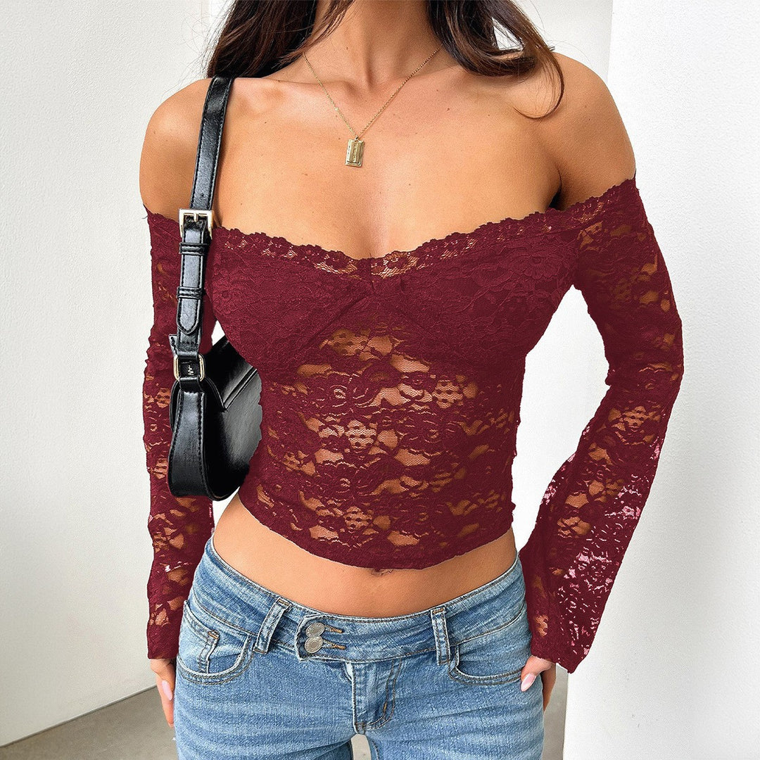 Damen Off-Shoulder Spitzentop R&B