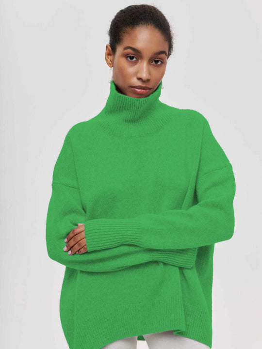 Damen gemütlicher Rollkragenpullover mit Oversized-Schnitt und strukturiertem Material R&B