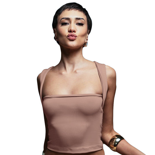 Damen modernes Crop-Top mit schmalen Trägern und figurbetontem Schnitt R&B