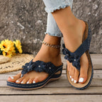 Damen Zehentrenner-Sandalen mit floralem Design und komfortablem Fußbett R&B