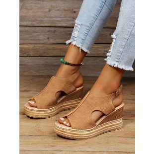 Damen Wedge-Sandalen mit offener Ferse und geschmackvollem Riemendesign R&B