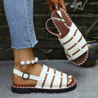 Damen Komfortable Sandalen mit geflochtenen Riemen und elastischem Fußbett R&B