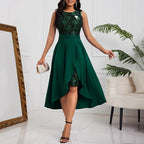 Damen Elegante Schnitt Midi-Kleid mit asymmetrischem Saum und floralem Oberteil R&B