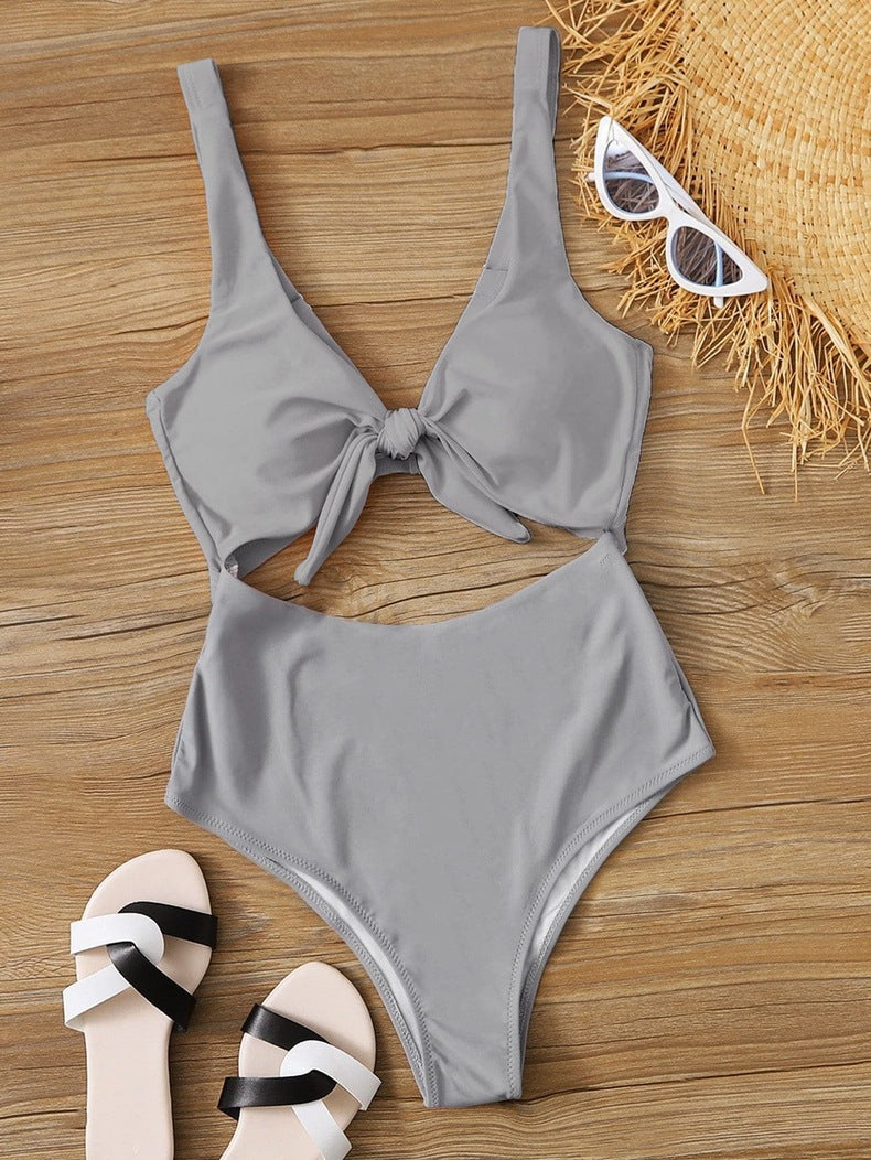 Damen Triangel-Bikini-Set mit verstellbarem Knotendesign R&B