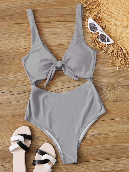 Damen Triangel-Bikini-Set mit verstellbarem Knotendesign R&B