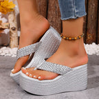 Damen Hochwertige Plateausandalen mit breiten Riemen R&B