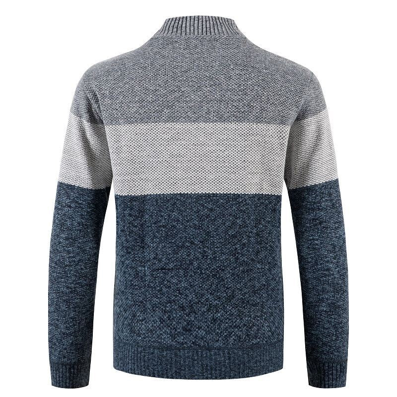 Herren Strickjacke mit modernem Zipper und stilvollem Karomuster