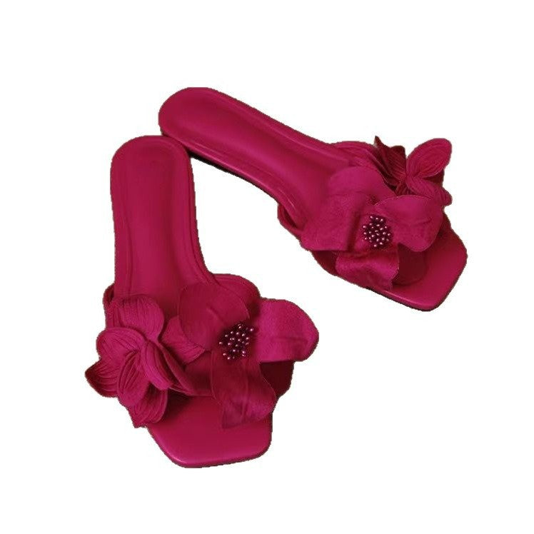 Damen elegante Slipper mit floralen Details und Strassverzierungen R&B