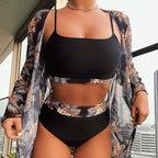 Damen Bikini-Set mit floralem Überwurf