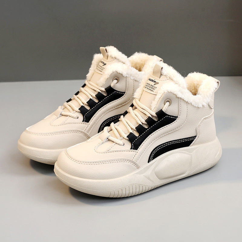 Damen warme High-Top Sneaker mit flauschigem Innenfutter und rutschfester Sohle R&B