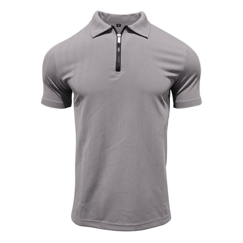 Herren Poloshirt mit modernem Reißverschluss und atmungsaktiver Struktur R&B