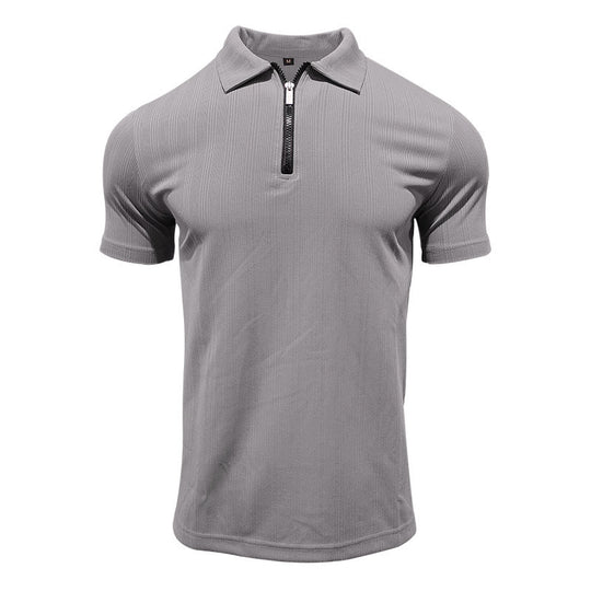 Herren Poloshirt mit modernem Reißverschluss und atmungsaktiver Struktur R&B