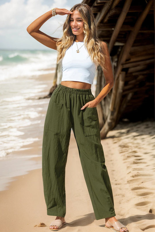 Damen lässige Leinenhose mit praktischen Seitentaschen R&B