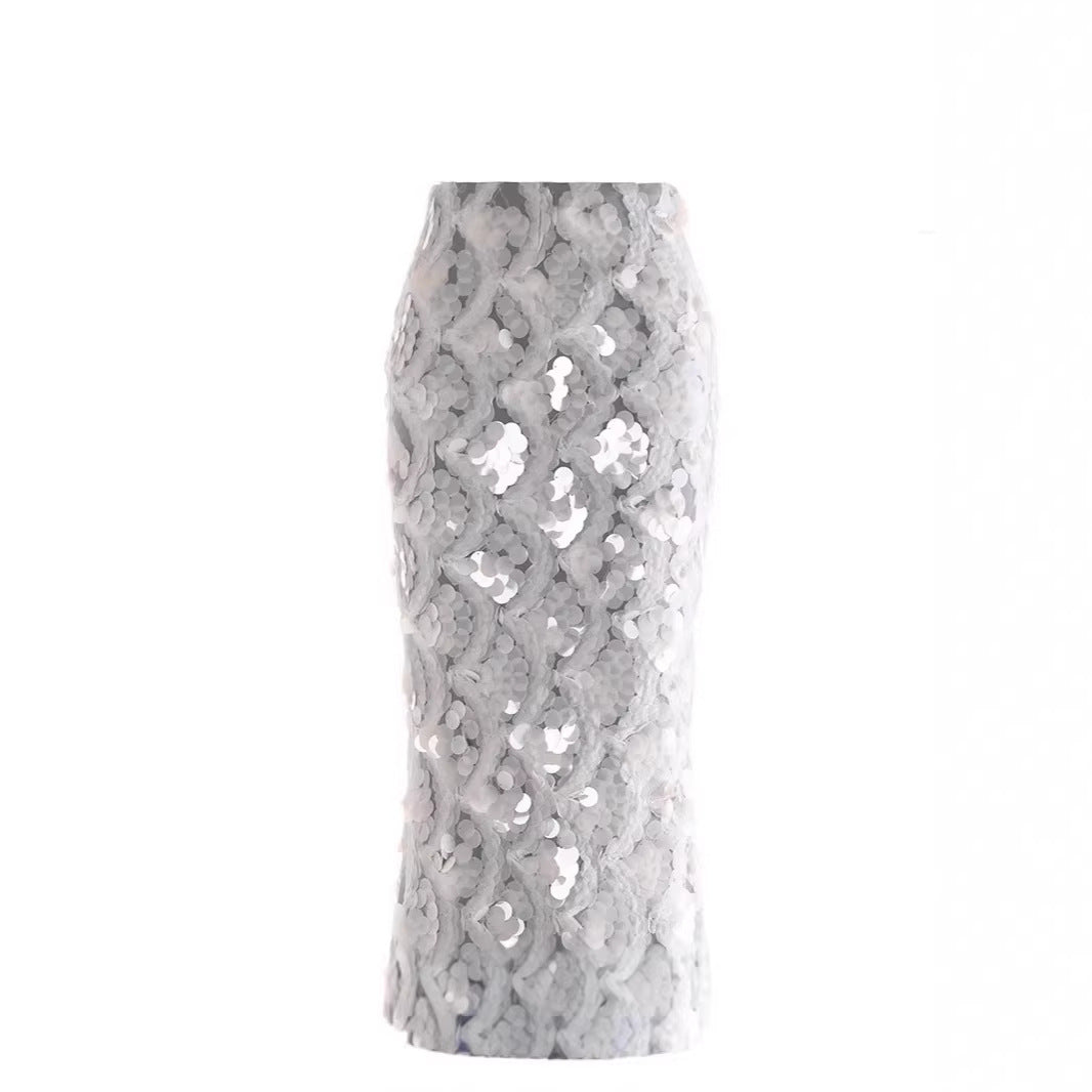Damen Maxirock mit einzigartigem Volantdesign und transparenter Spitze R&B