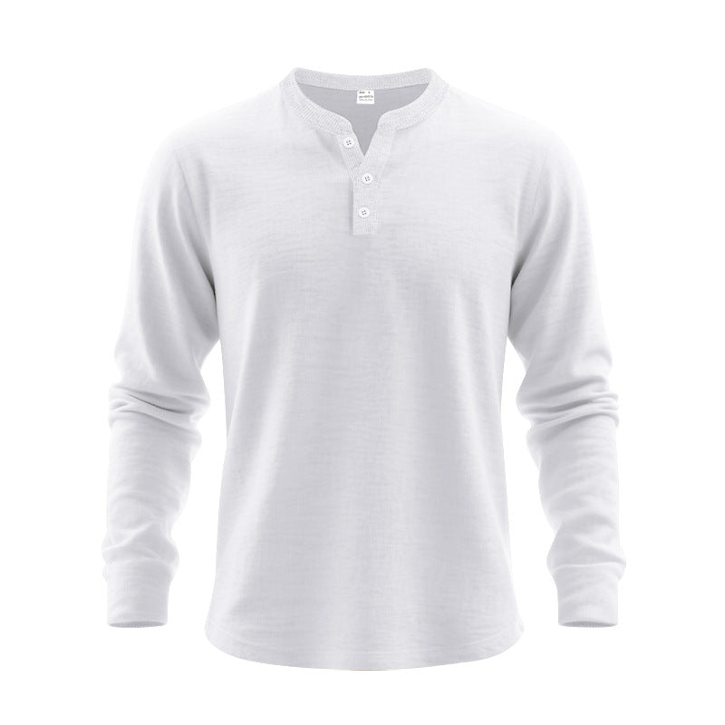 Herren Langarm-Henley-Shirt aus weichem Baumwollmix R&B