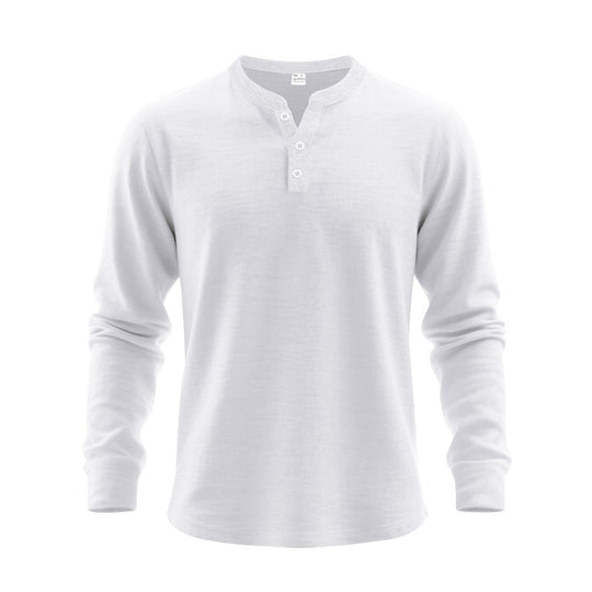 Herren Langarm-Henley-Shirt aus weichem Baumwollmix R&B