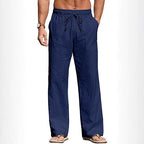 Herren nan leichte Leinenhose mit elastischem Bund, Kordelzug und aufgesetzten Taschen R&B