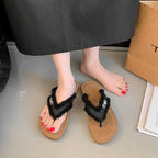 Damen modische Flip-Flops mit fransigem Riemen und komfortabler Innensohle EB