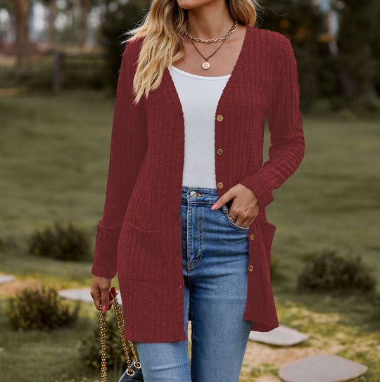 Damen Langstrickjacke mit strukturiertem Obermaterial und praktischen Taschen R&B