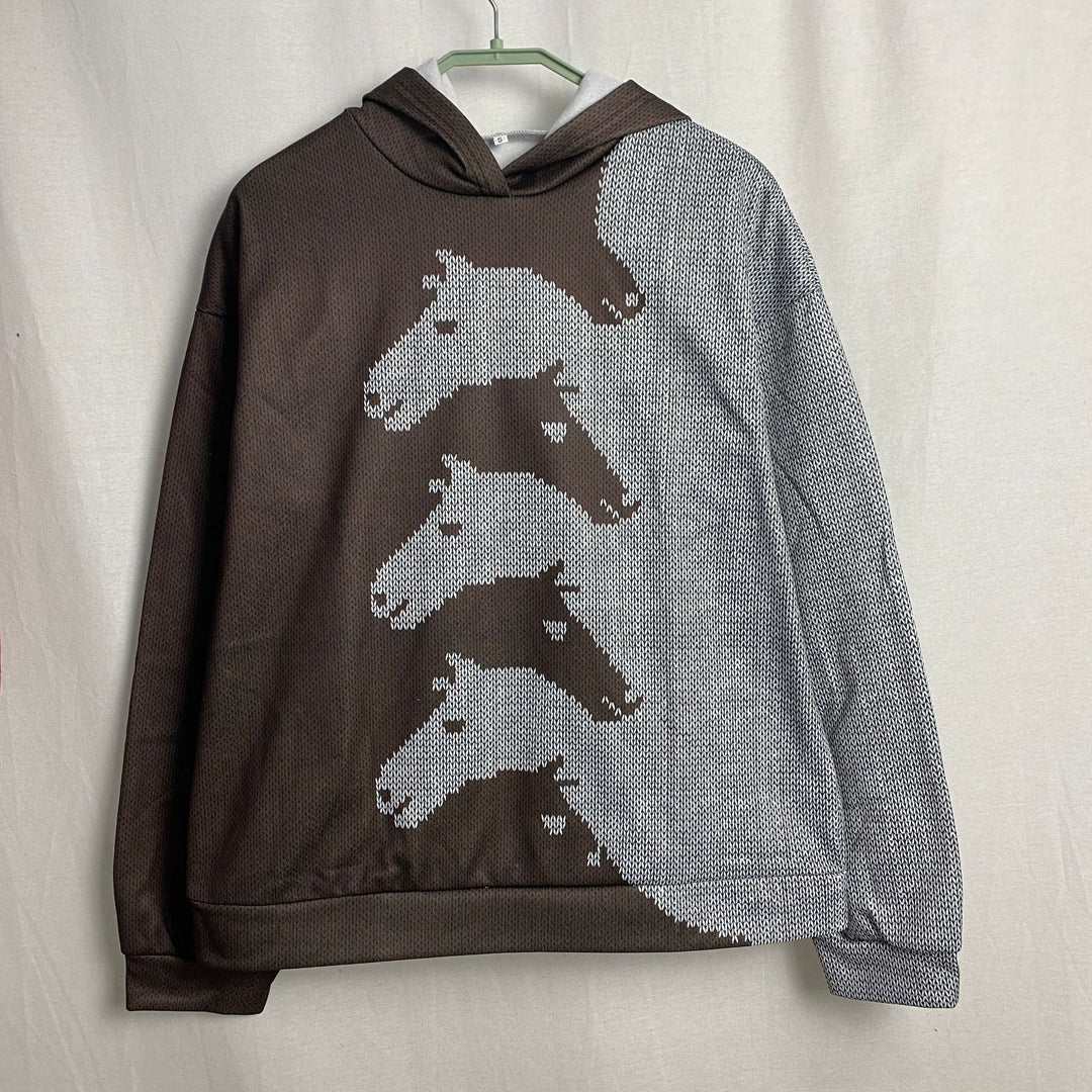 Damen Gemütlicher Hoodie mit Pferdemotiv R&B