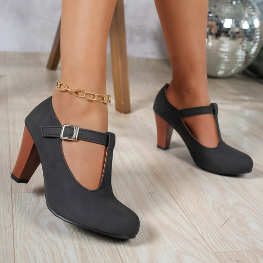 Damen elegante T-Strap Absatzschuhe R&B