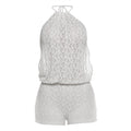 Damen lässiger Strampler aus transparentem Stoff mit floralem Design R&B