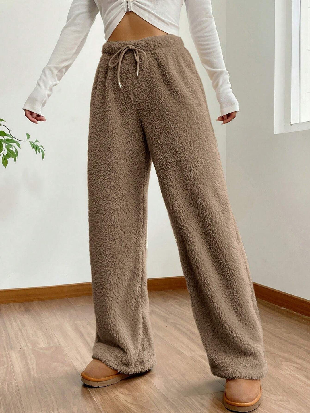 Damen Plüschstoff Freizeithose R&B