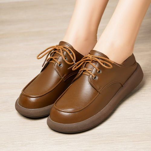 Damen elegante Schnürschuhe aus hochwertigem Kunstleder mit rutschfester Sohle R&B