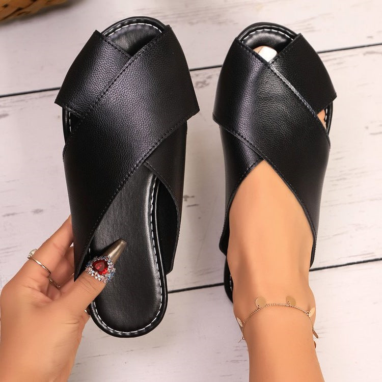 Damen Offene Pantoletten mit elegantem Überkreuz-Design R&B