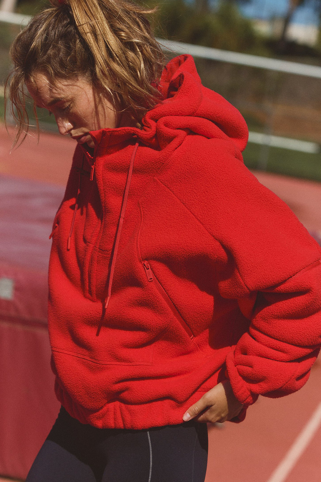 Damen Trendige Fleecejacke mit oversized Kragen R&B