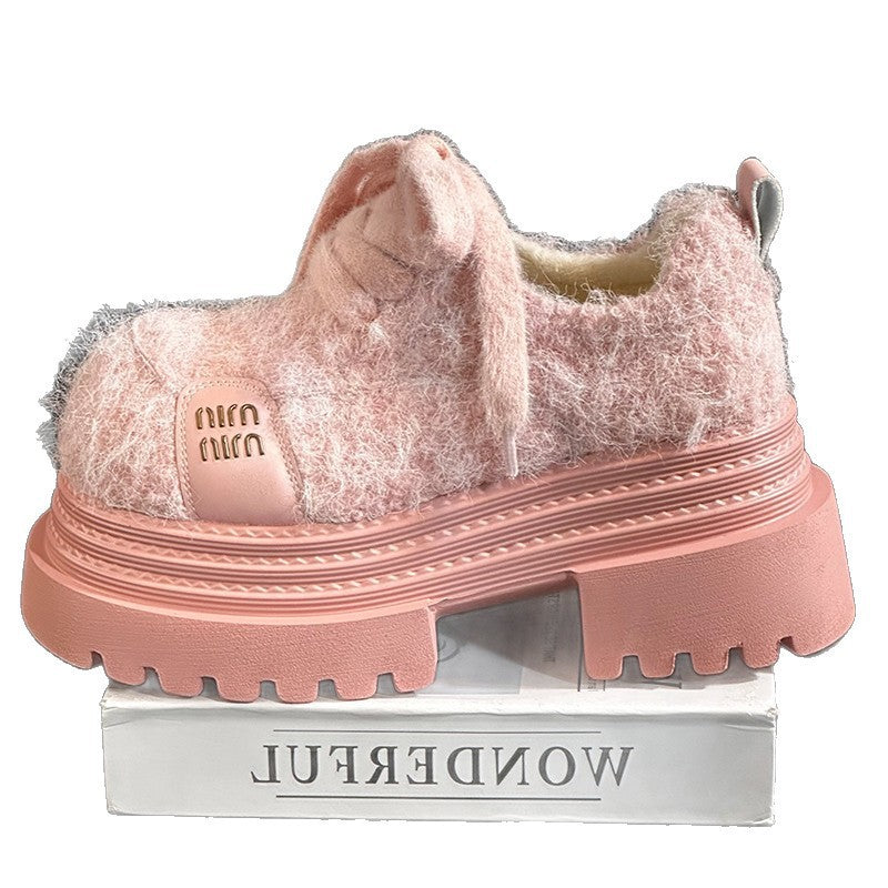 Damen Modische und atmungsaktive Plateau-Sneaker mit kuscheligem Obermaterial R&B
