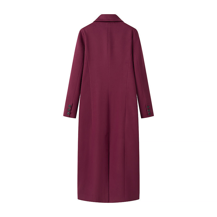 Damen eleganter langarm Mantel im Doppelreiher-Stil R&B
