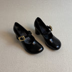 Damen elegante Mary Jane Pumps mit geschmeidigem Leder und trendy Riemchen R&B