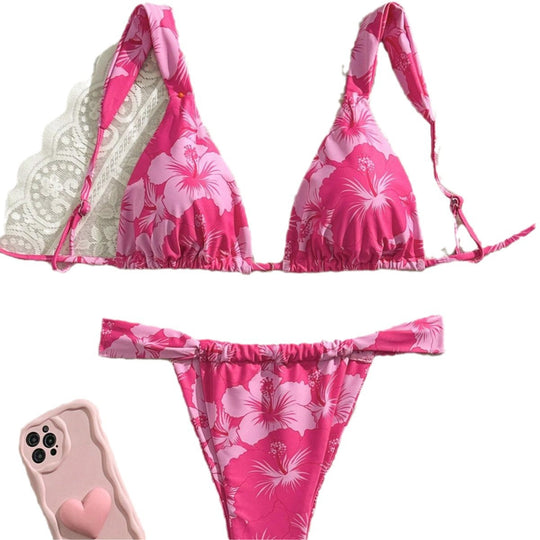 Damen Triangel-Bikini mit verspieltem Mustermix R&B