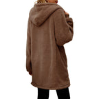 Damen kuschelige Fleecejacke mit Kapuze und seitlichen Eingrifftaschen R&B