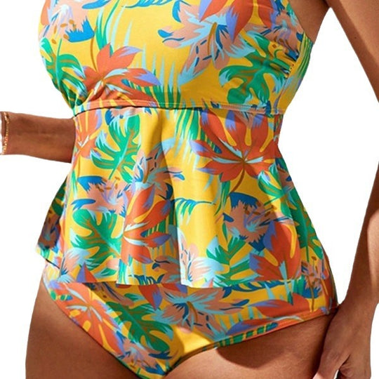 Damen Einteiler Badeanzug mit stylischem Blumenmuster R&B