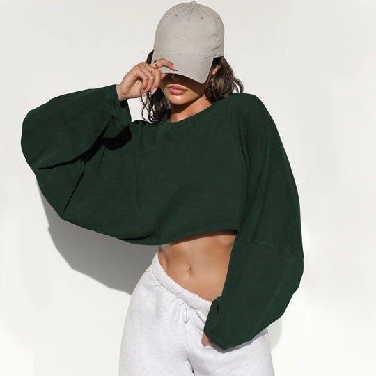 Damen lässiger Crop-Pullover R&B