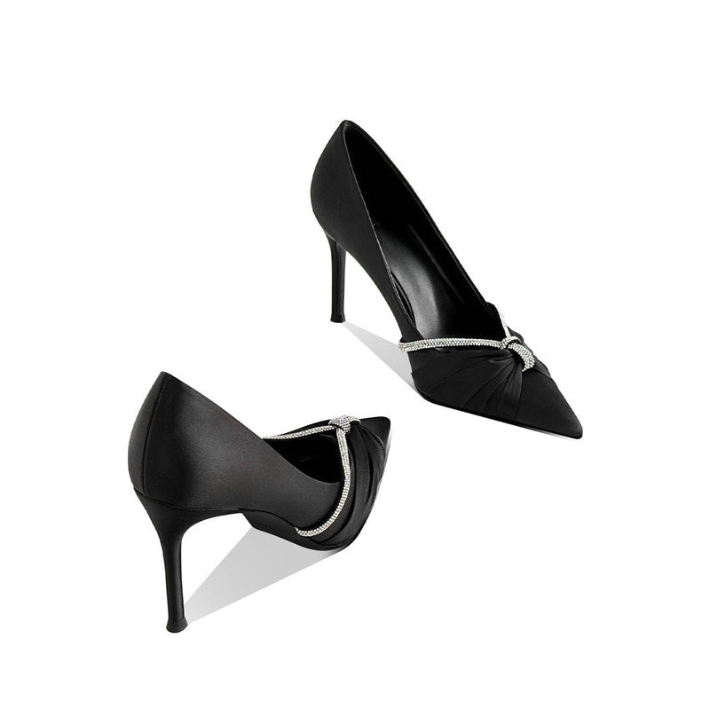 Damen elegante spitze High Heel Pumps mit funkelndem Riemen R&B