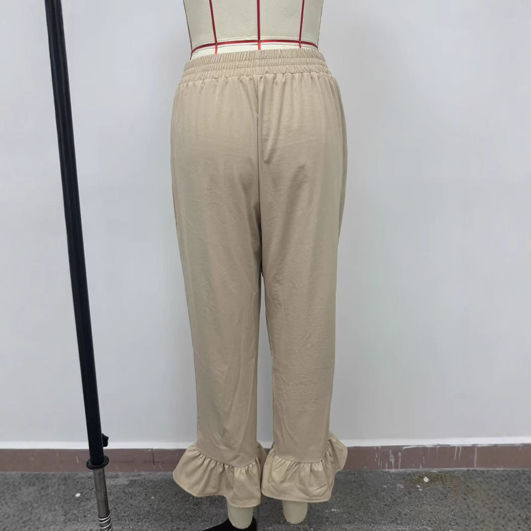 Damen Freizeithose mit Rüschenabschlüssen R&B