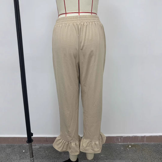 Damen Freizeithose mit Rüschenabschlüssen R&B