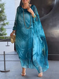 Damen fließendes Kaftan-Kleid mit auffälligem Muster R&B