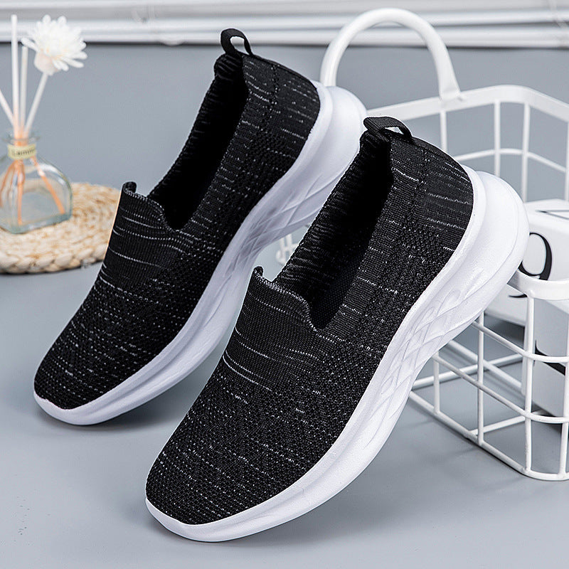 Damen Komfortable Slip-On Laufschuhe mit atmungsaktiver Strickoberfläche R&B