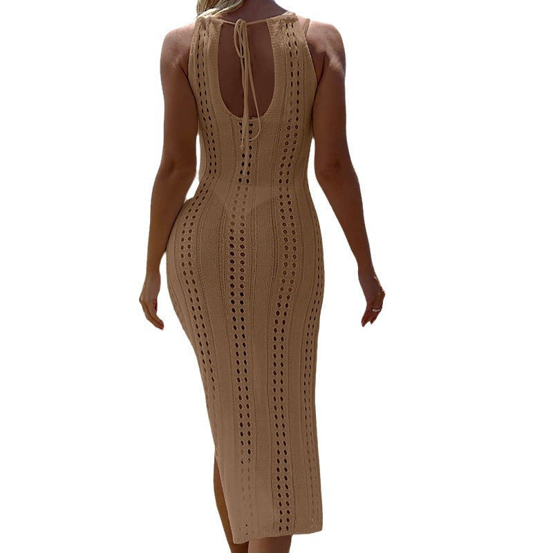 Damen Häkel Maxi-Urlaubslook mit hohem Schlitz R&B