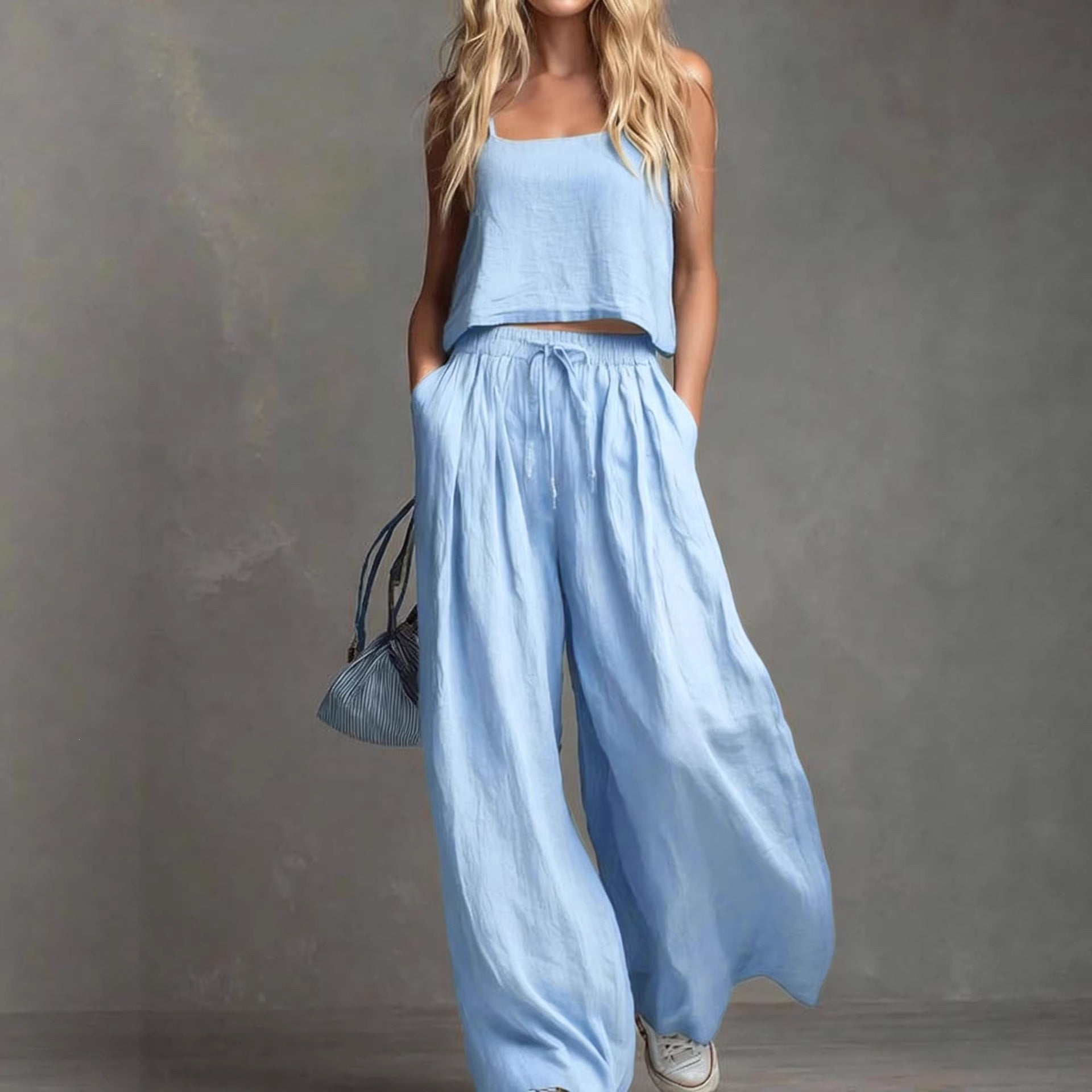Damen Sommerliches Freizeit-Set mit weitem Oberteil und lässiger Hose R&B