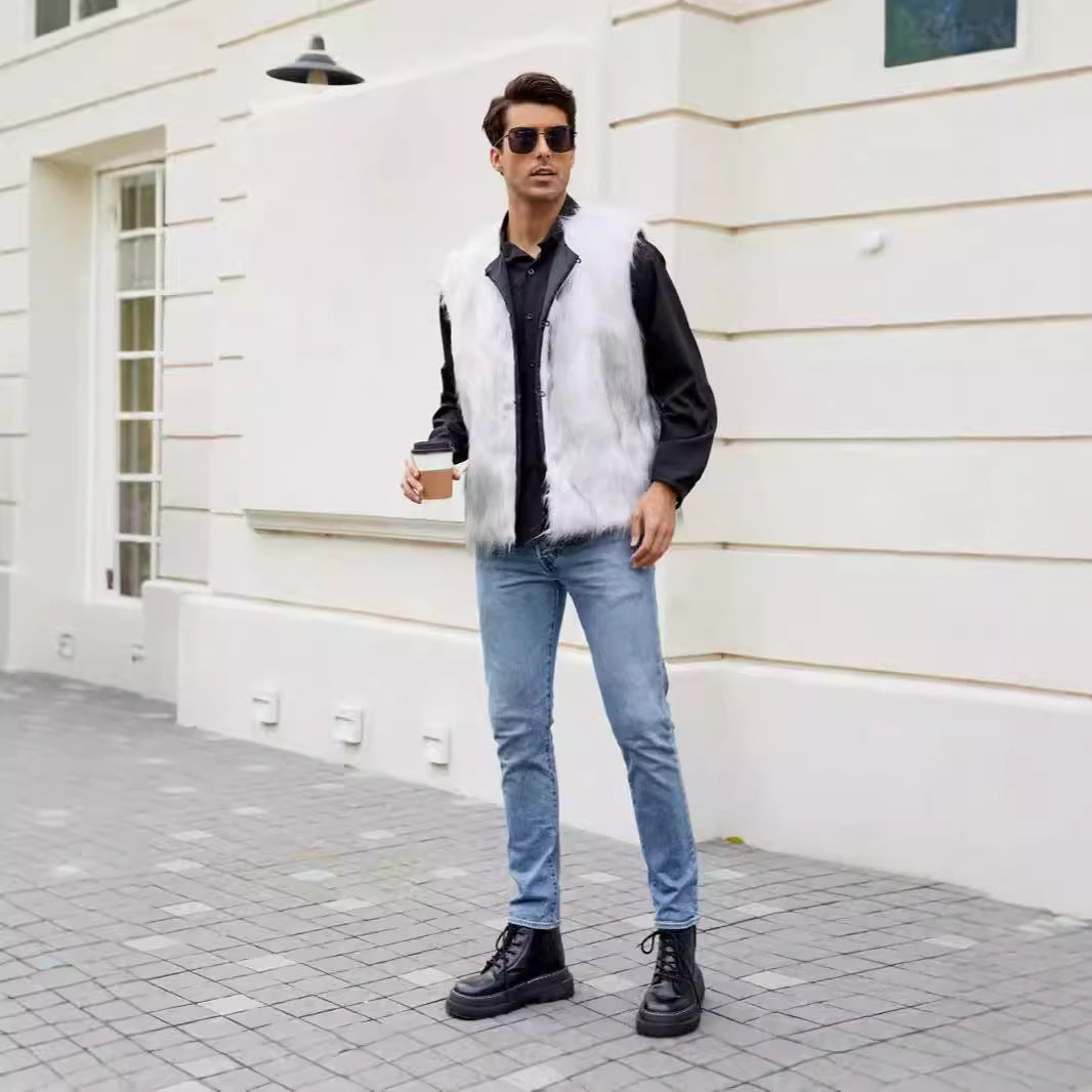Herren Modische Kunstpelz-Weste R&B