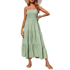 Damen Maxikleid mit verstellbaren Trägern und Rüschen R&B